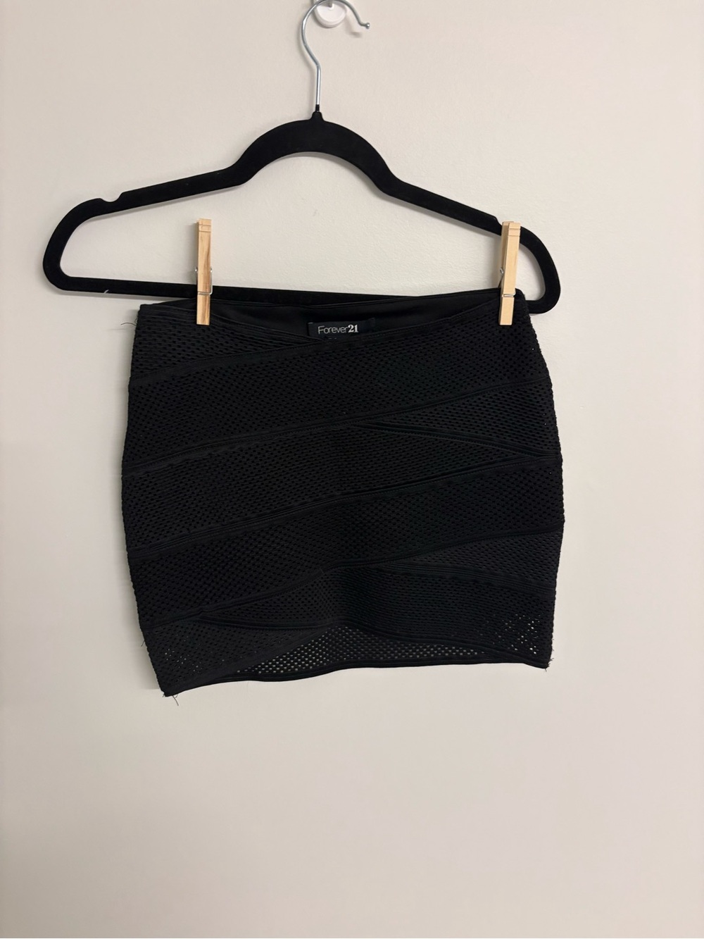 Forever 21 Black Textured Bandage Mini Skirt